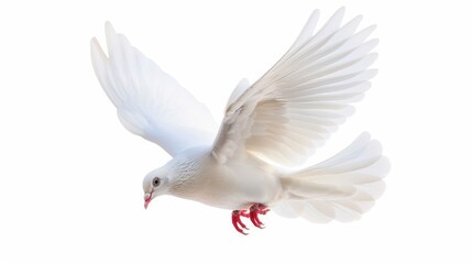 Obraz premium White dove pigeon bird isolated on white wallpaper background 