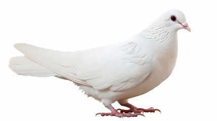 White dove pigeon bird isolated on white wallpaper background
