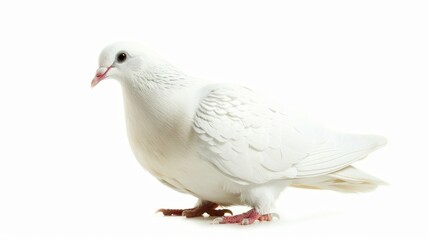 Obraz premium White dove pigeon bird isolated on white wallpaper background 