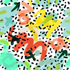 Obraz premium Retro vintage 80s or 90s fashion style abstract seamless pattern background. Good for textile fabric design, wrapping paper and website wallpapers. Vector illustration.