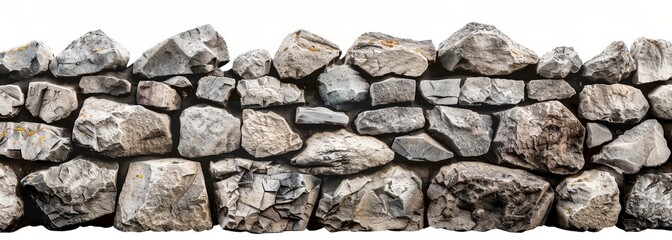 Stone wall rock podium platform isolated on white wallpaper background