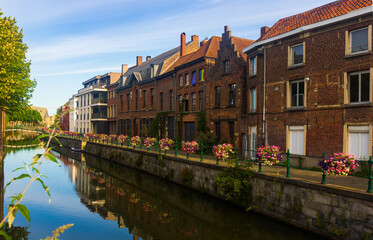 Obraz premium Picturesque buildings in the historic centre of Ghent, Belgium