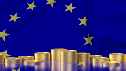 The coins on euro flag background for Business concept 3d rendering © niphon