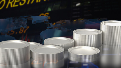 The coins on Chart background for Business concept 3d rendering © niphon