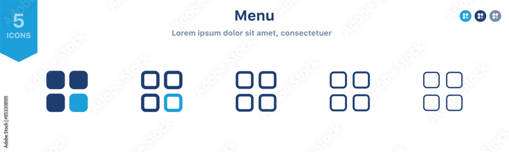 Poster Menu icon set. layout grid icon ; photo grid icon ; photos frame collage icon ; grid menu icon sign button