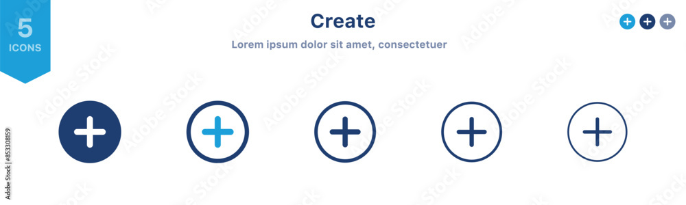Poster new, plus, add icon button. more icon. set of plus icons ; create icon symbol. vector illustration