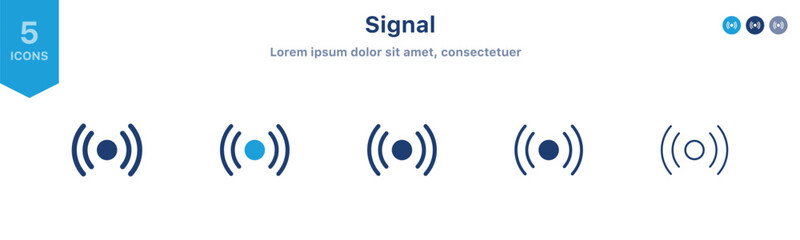 Signal icon symbol. Wireless and wifi icon set in flat style, internet connection sign in filled, line, outline icon for ui apps and website