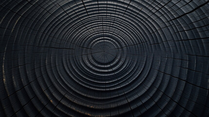 Fototapeta premium top view on black burned down stump cut, background for overlay