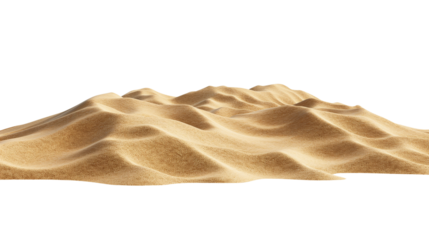 Desert sand pile, dune isolated on transparent white background, clipping path