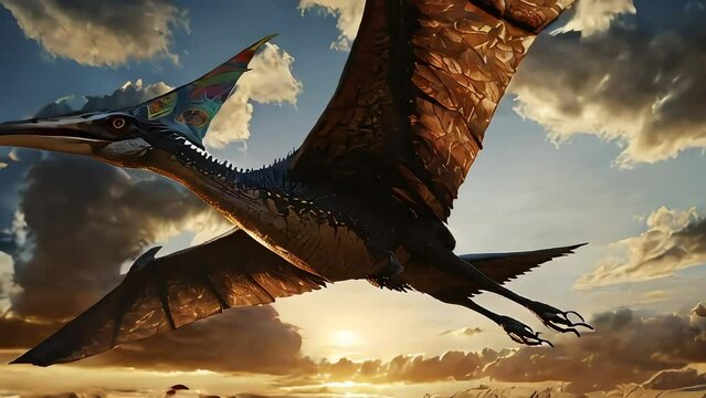 Pteranodon Soaring Over Prehistoric Landscape