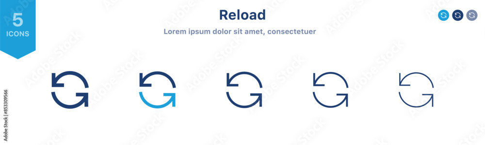 Fototapete Refresh icon set. Arrow rotation circle. Sync repeat and reload arrow icon. Green recycling, recycle icon with two arrows