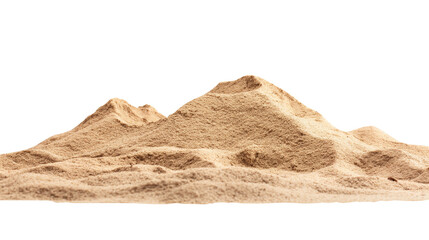 Desert sand pile, dune isolated on transparent white background, clipping path