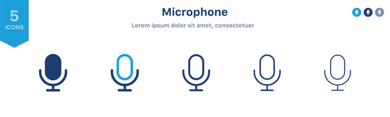 Microphone icon set vector mic icon symbol ; Podcast microphone web icon ; record, audio, sound, voice icons