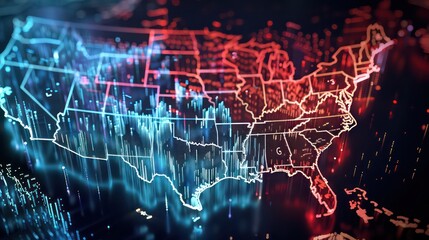 Fototapeta premium A news website using a 3D graph to display the distribution of electoral college votes across the country