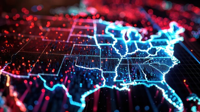 A news website using a 3D graph to display the distribution of electoral college votes across the country