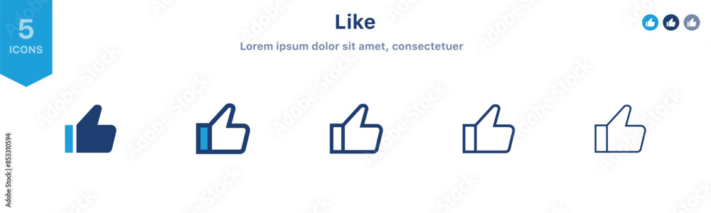 Aufkleber like icon button set. thumb up icon symbol ; social media like vector icon ; add to favorite icon fi