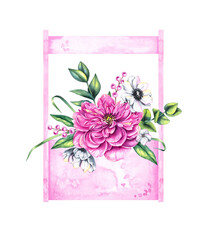 Blooming Watercolor Bouquet Box with Peony, Berries