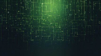 Fototapeta premium Abstract Digital Technology Background: Neon Green Matrix of Data Points and Lines Illustrating Connectivity and Complexity.