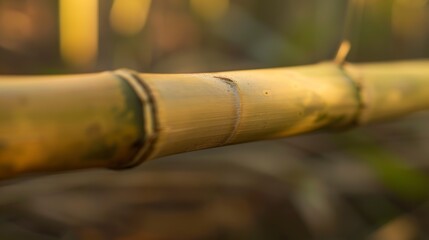 Fototapeta premium Detailed macro of bamboo joint, early morning light, smooth stem, fine details, soft background. 