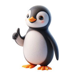 Fototapeta premium Cute 3D Funny Penguin Character on Transparent Background – Adorable Cartoon Design