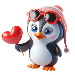Cute 3D Funny Penguin Character on Transparent Background &ndash; Adorable Cartoon Design