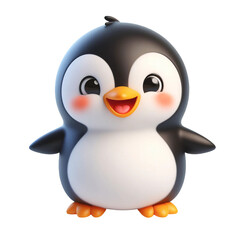 Cute 3D Funny Penguin Character on Transparent Background &ndash; Adorable Cartoon Design