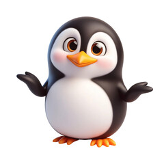 Cute 3D Funny Penguin Character with Transparent Background – Adorable Cartoon Design