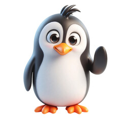 Fototapeta premium Cute 3D Funny Penguin Character with Transparent Background – Adorable Cartoon Design