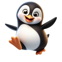 Fototapeta premium Cute 3D Funny Penguin Character with Transparent Background – Adorable Cartoon Design