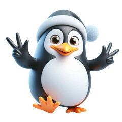 Obraz premium Cute king penguin black & white adorable polar cartoon artwork