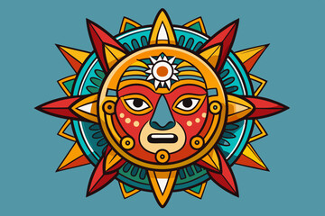 Mexican sun Mayan art vector illustration