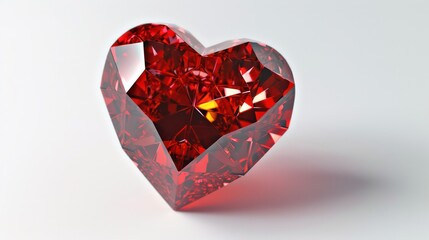 Red heart shaped diamond on white background