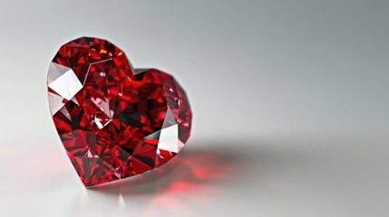 Beautiful red heart shaped diamond on white background , 3D Illustration.3D rendering - Illustration