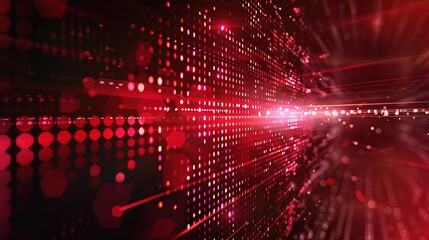 Obraz premium Red pixelated background illustrating a digital data point pattern, representative of digital technology. Generative AI.