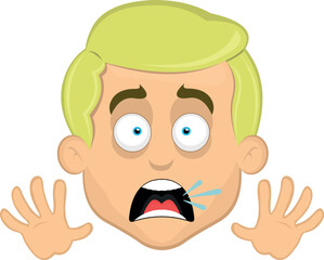 Fototapeta premium vector illustration face man cartoon blonde eyes, with an expression of scare and horror