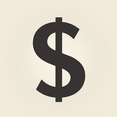 Obraz premium Minimalist dollar sign icon, flat design, sharp lines, monochrome palette, perfect for finance apps