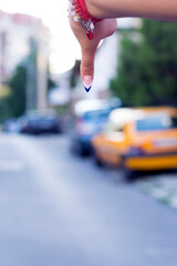 I disagree. Close-up view of woman thumb down