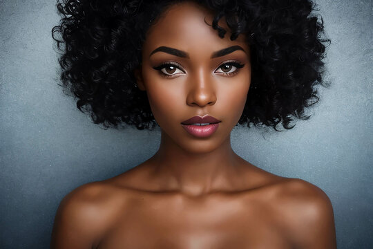 Mujer de piel oscura y cabello afro, generative ai