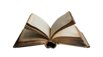 Open book on white background