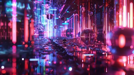 Fototapeta premium A futuristic art installation using light and sound technology. Hyperdetailed. UHD. super detailed