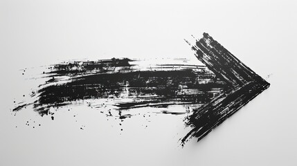 Bold black brush arrow pointing right on a white background, minimalistic design