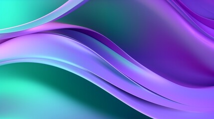 Abstract Fluid Waves in Shades of Purple and Green