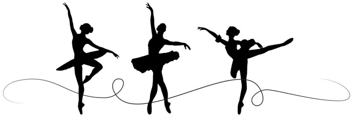 line art silhouette illustration  background for a Ballet dancers © Al