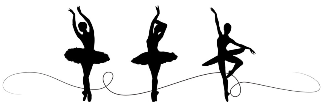 line art silhouette illustration  background for a Ballet dancers