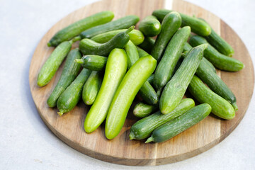 Mini cucumbers on white background.