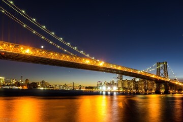 Fototapeta premium city bridge at night in New York