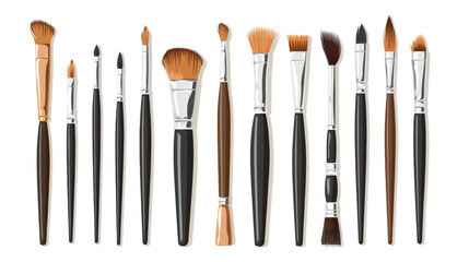 Make up cosmetic brushes on white background