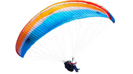 Paragliding , paraglider in flight on white background