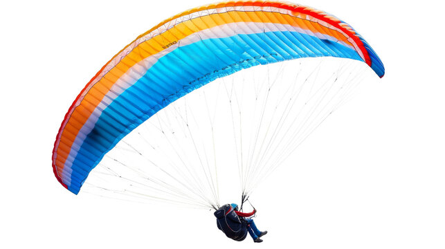 Paragliding , paraglider in flight on white background