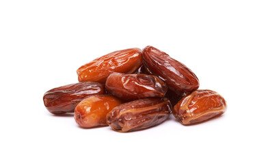 Dried dates fruits on white background
